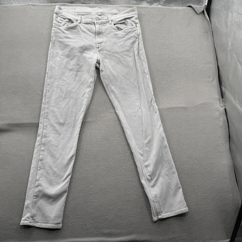 Faherty Brand Jeans Mens 35x32 (Fits 34/32) Gray Slim Straight Stretch Denim.